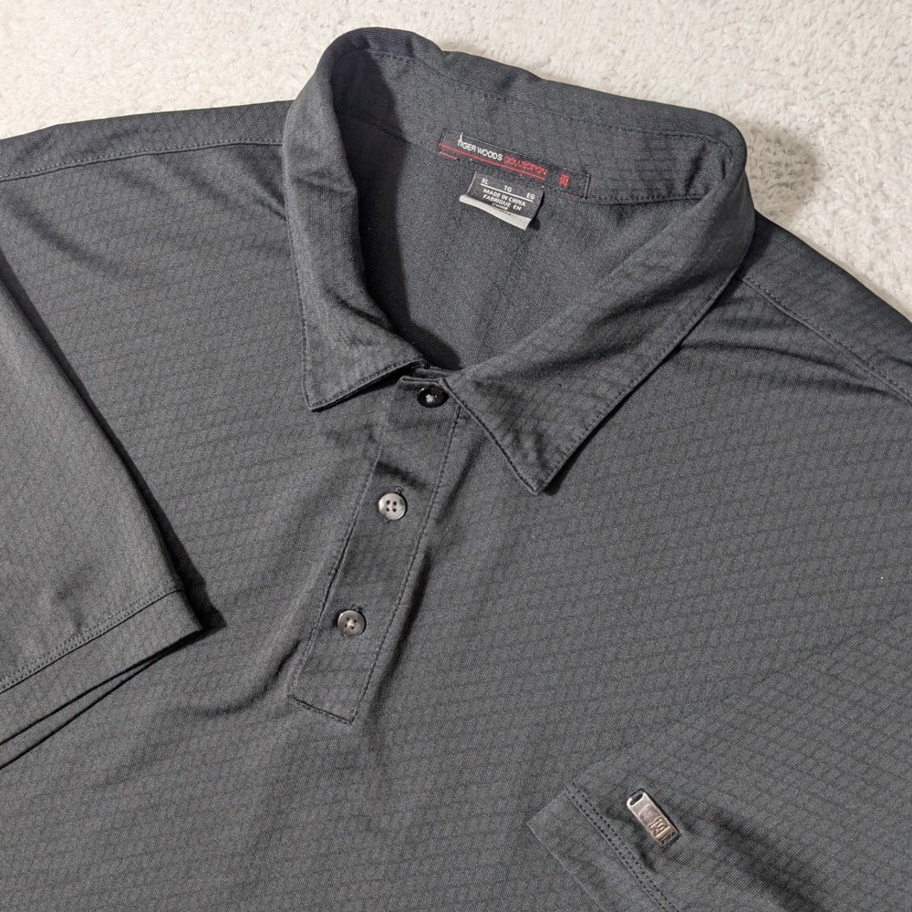 Nike Tiger Woods Collection Polo Mens XL Black Stretch Dri-FIT Golf Spandex